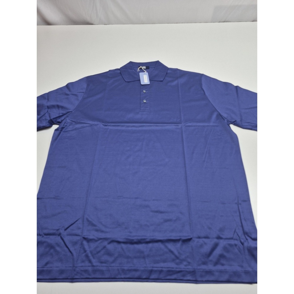 NWT HMS Polo Shirt Mens 2XL Dark Royal Blue 100% Cotton Jersey Made In Italy